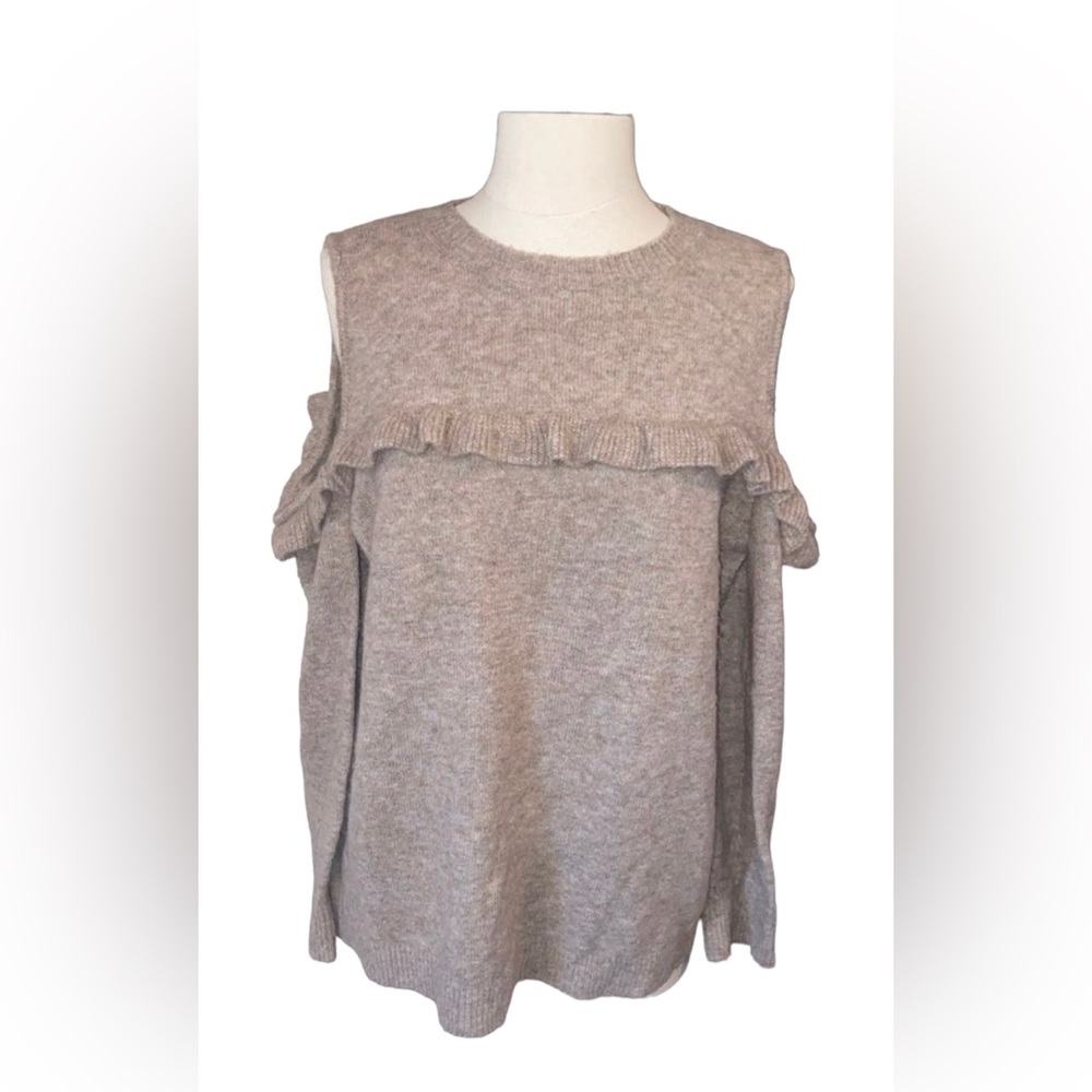 LOFT Light Brown Cold Shoulder Sweater